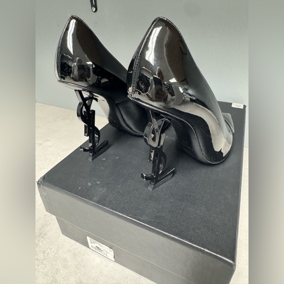 Yves Laurent Black Opyum patent leather 110 logo heel - Picture 4 of 8